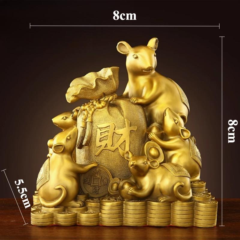 

1pc Metal mouse ornament Zodiac Rat Office Feng Shui Decoration Chinese style Home desktop decoration Simulated animal model
