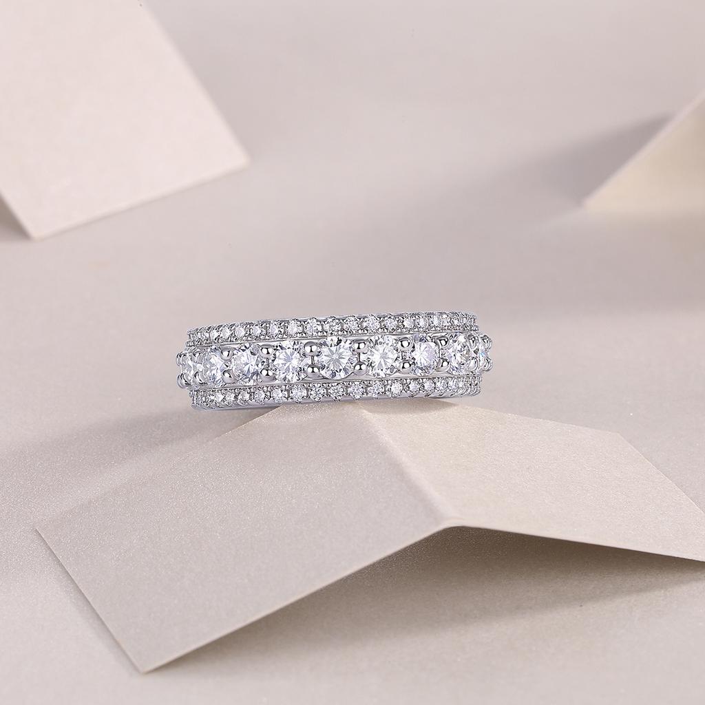 S925 Silberring Moissanit Geschlossener Ring