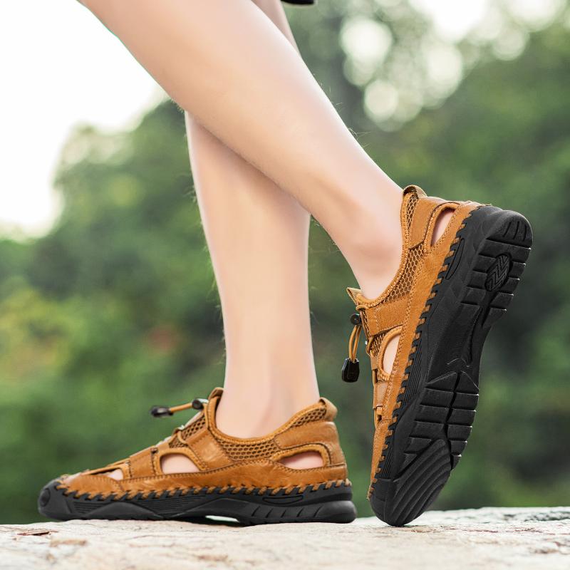 38-48 Sommer Herren Sandalen Outdoor Mesh Strand Sandalen Freizeitschuhe Sneaker Herren Leder Sandalen