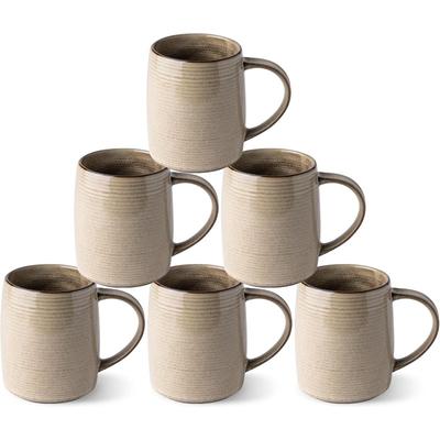 Stora Kaffemuggar Set om 6, 18oz Handgjorda Keramiska Kaffemuggar Set med Färgövergång för Latte/Te/Öl/Varm Choklad