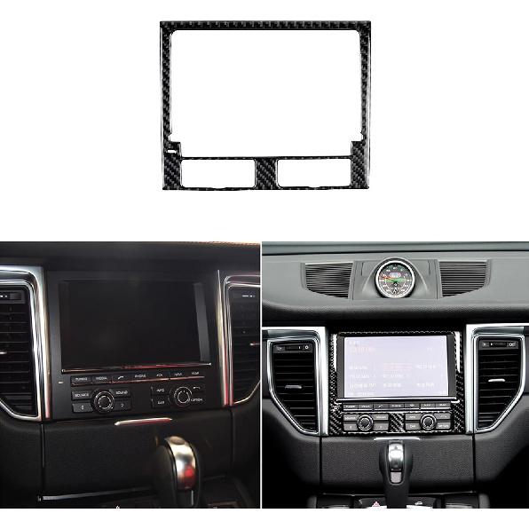 Real Premium Carbon Fiber Car Center Console Gear Shifter Electronic Handbrake Panel Cover Trim Soft Sticker Set Compatible with Porsche Macan