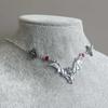 Gothic Punk Sliver Color Vampire Bat Red Black Crystal Pendant Choker Necklace for Men Women Halloween Party Jewelry Accessory