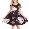 Hello Kitty Printed Children T Shirt Dresses Kuromi My Melody Girls Casual Dress Kids Cute Kitty Clothes for 1-10Y Summer Comfy