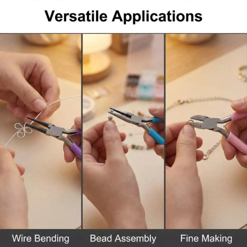 Jewelry Making Plier Tool Set Stainless Steel Non-Slip Handles Ideal Gift for DIY Craft Hobby Lovers Adults Kids