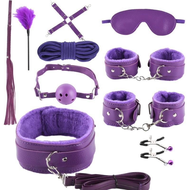 MoDi Bondage Set BDSM Kits Exotic Sex Toys For Adults Games Leather Handcuffs Whip Gag Nipple Clamps Women Sex Products
