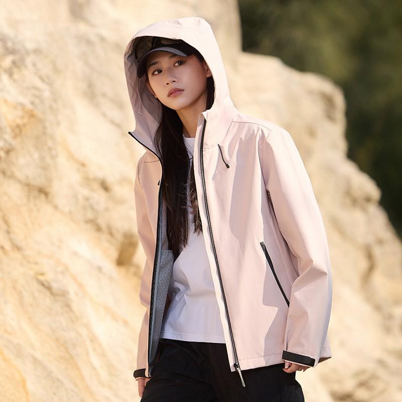 Unisex Waterproof Windproof Hiking Jacket With Hood Breathable Quick-Dry Outdoor Sport Coat Running Climbing