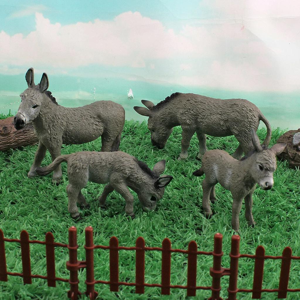 1Pcs Farm Animal Toys Lifelike Donkey Animal Figurines Plaything Figures Solid Grey Mule Models Static Pvc Decoration Crafts