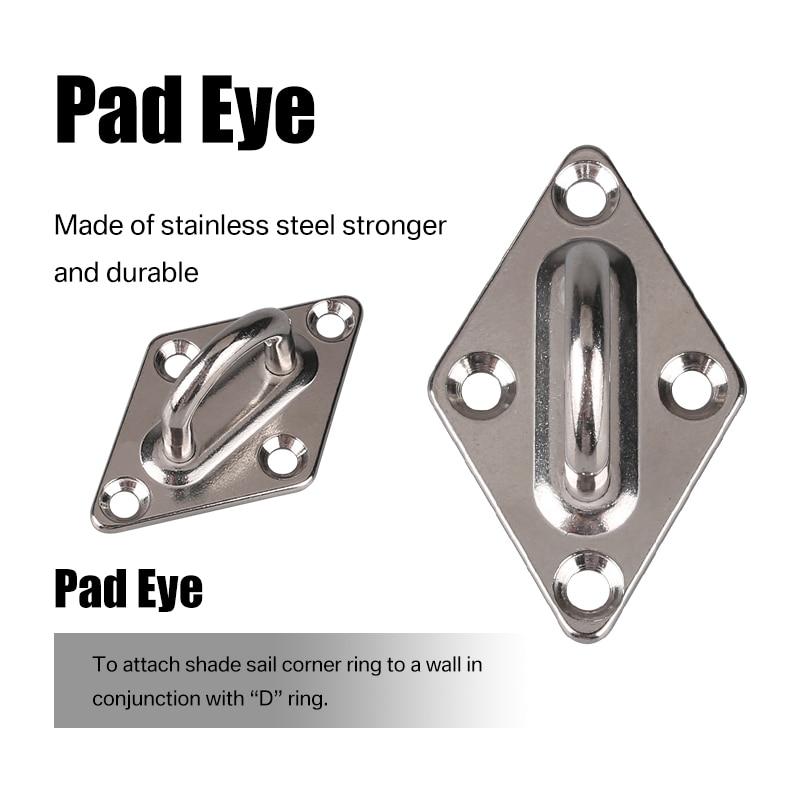 40pcs Sun Shade Sail Canopy Hardware Kit 304 Stainless Steel Turnbuckle Pad Eye Carabiner Clip Hook Screws Silver