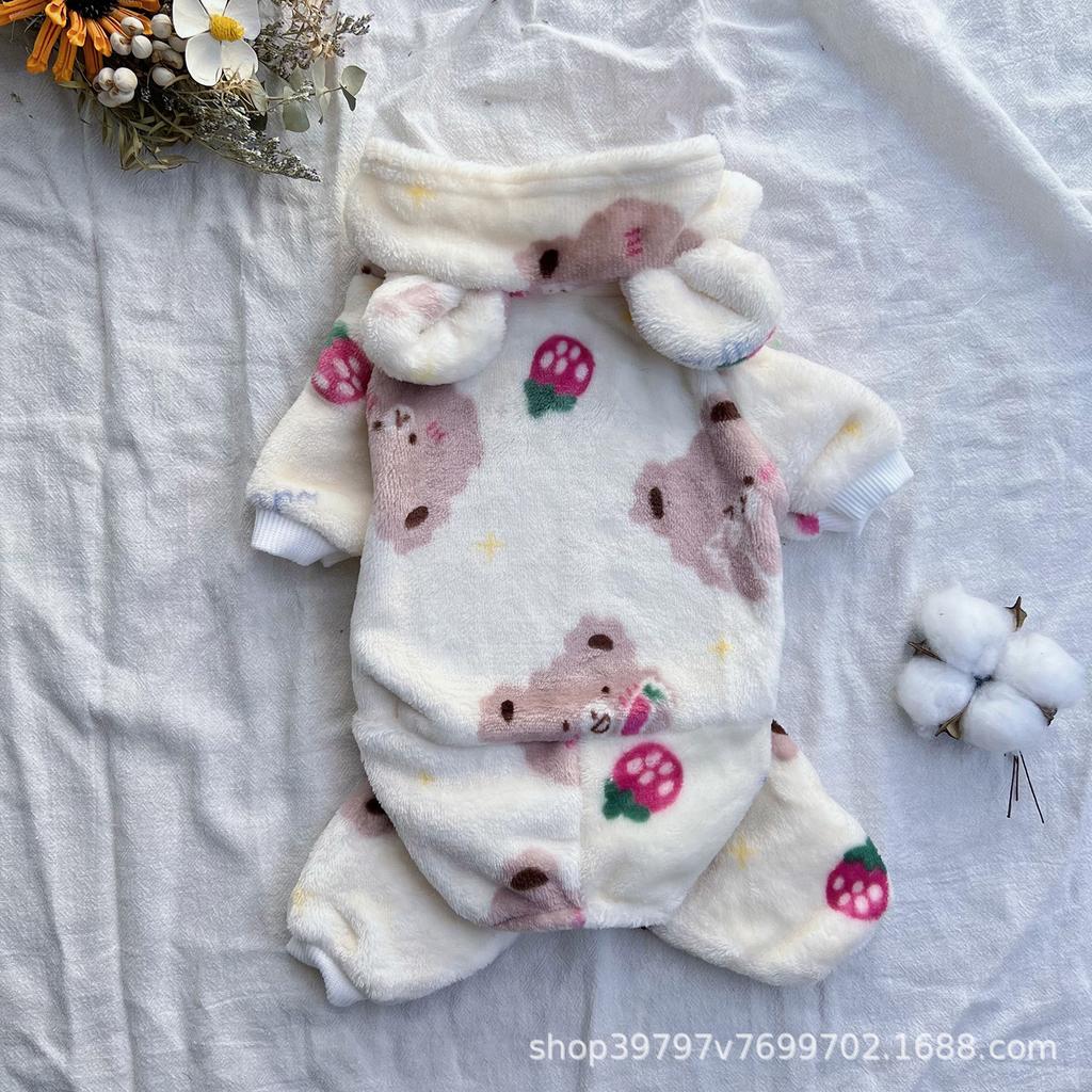 Pet clothes autumn and winter new printed double-sided flannel small and medium-sized dog dog clothes teddy dog