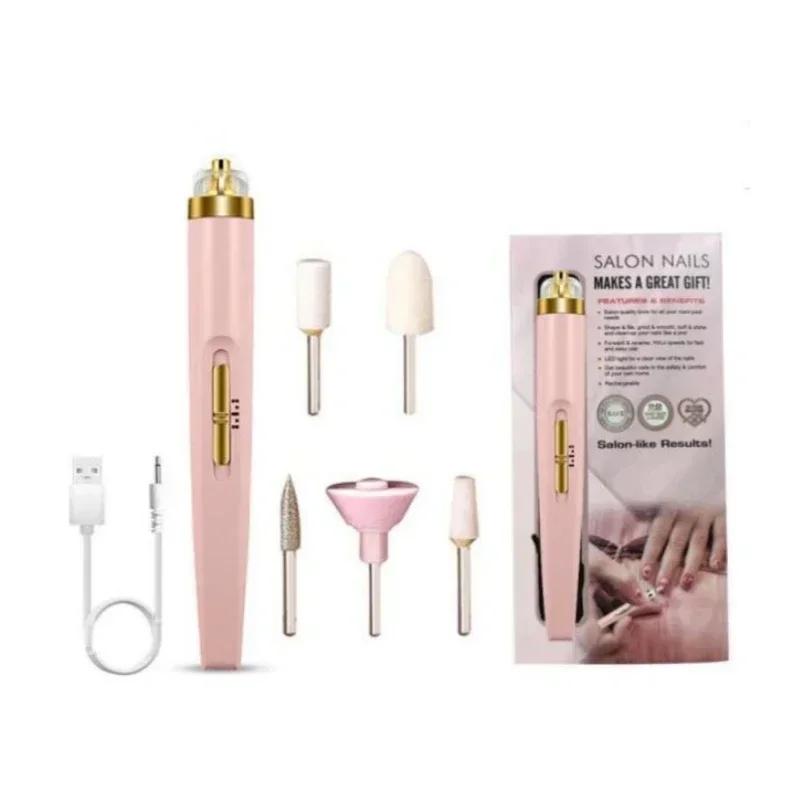1/5 In 1 Professional Mini Electric Nail Drill Kit Battery Nail Art Exfoliating Polishing File Pen Machine Beauty