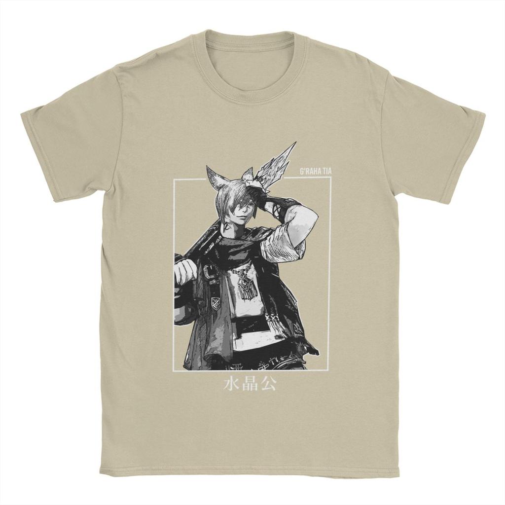 Fantastische Final Fantasy FFXIV G'raha Tia Endwalker T-Shirts für Herren Reines Baumwoll-T-Shirt Kurzarm-T-Shirt Bedruckte Kleidung