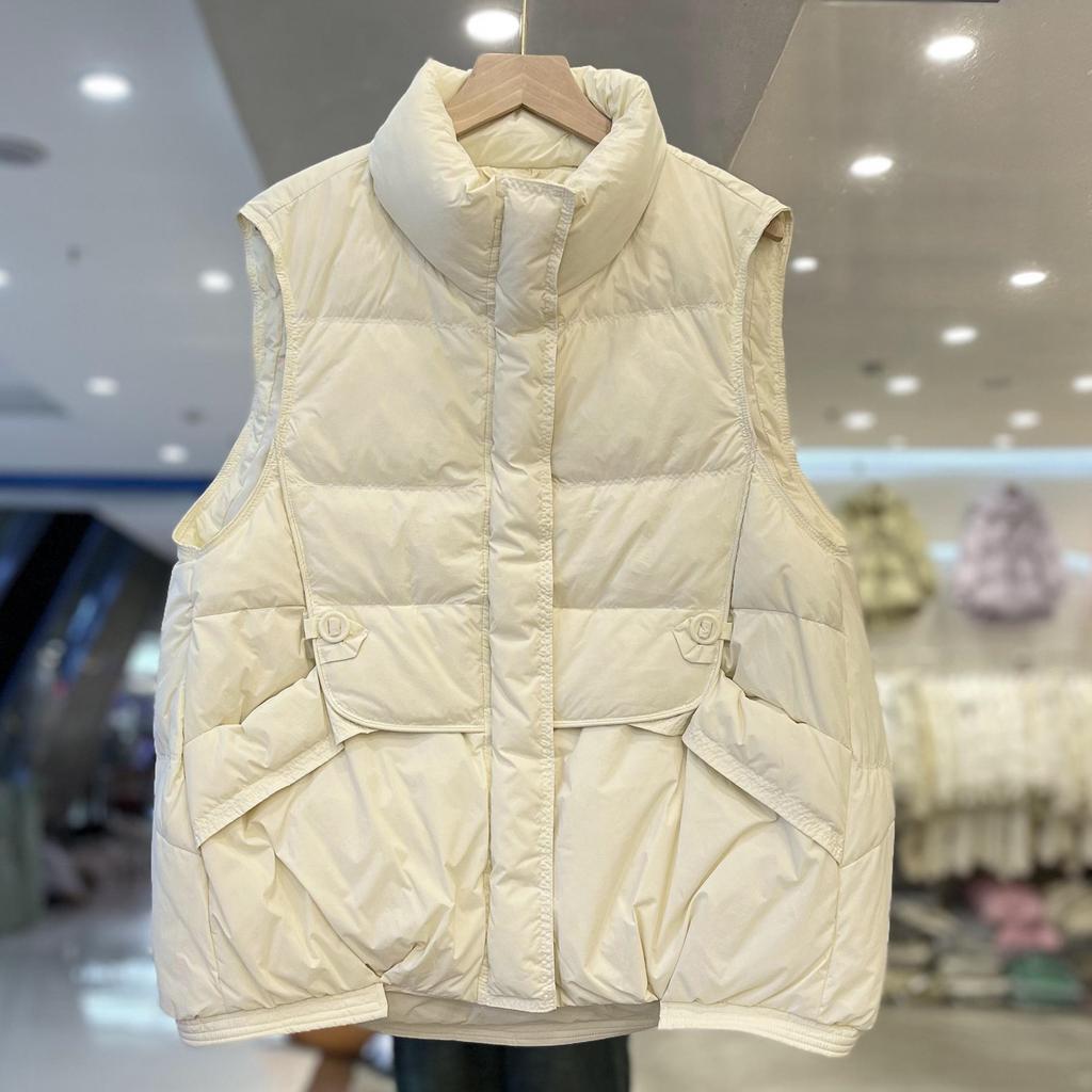 Women S Short Stand Collar Padded Vest Loose Fit Winter Casual Outerwear