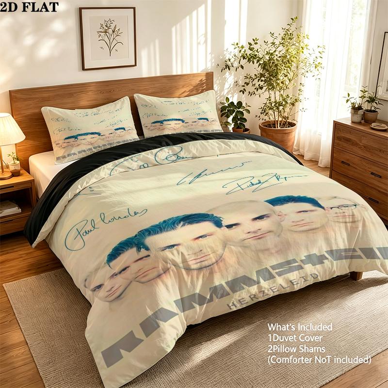 Rammstein Bettwäsche Steppbett Set Bettbezug Kissenbezug Heimdekoration Geburtstagsgeschenk (1 Bettbezug + 2 Kissenbezüge, ohne Füllung)