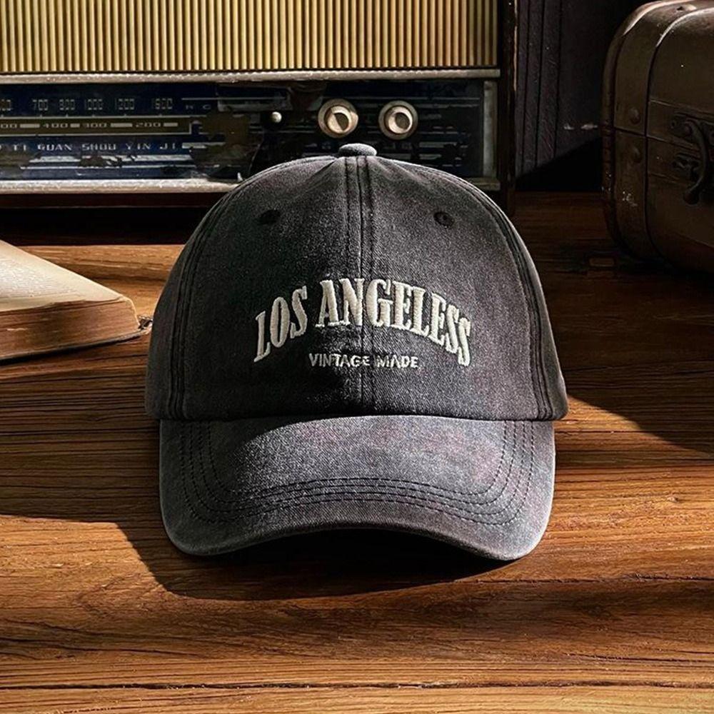 Cotton Soft Top Caps Letter Embroidery Casual Hat Sun Protection Peaked Caps  Men Women