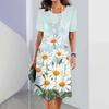 New Daisy Print Women's Dress Plus Size Elegant Long Skirt Women's Clothing