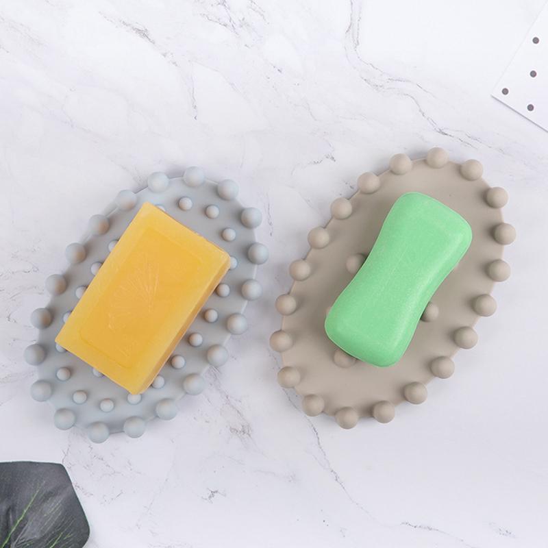 Silicone Soap Dish With Drain, Bar Soap Holder For Shower,Bathroom And Kitchen Sink Organizer,Self Draining Waterfall Soap Tray