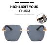 New Frameless Trimmed Sun Glasses  Fashion Trend Personality Large Frame Instagram Style Sunglasses  Feminino
