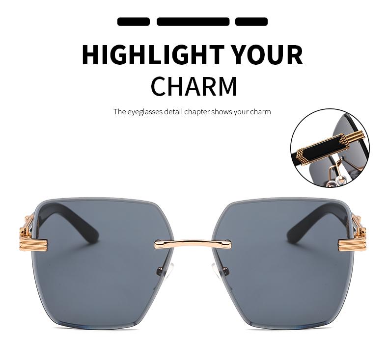New Frameless Trimmed Sun Glasses Fashion Trend Personality Large Frame Instagram Style Sunglasses Feminino
