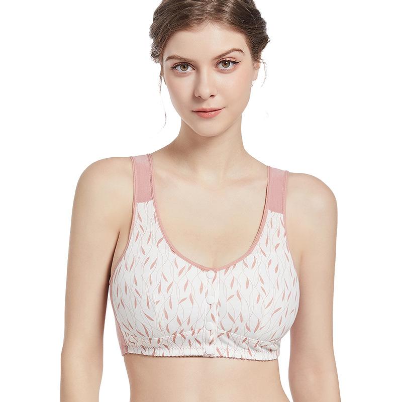 New Thin Cup Soft Cotton Front Buckle Underwear Women's Printing Size 36-64, Super Large Size Can Wear 200kg