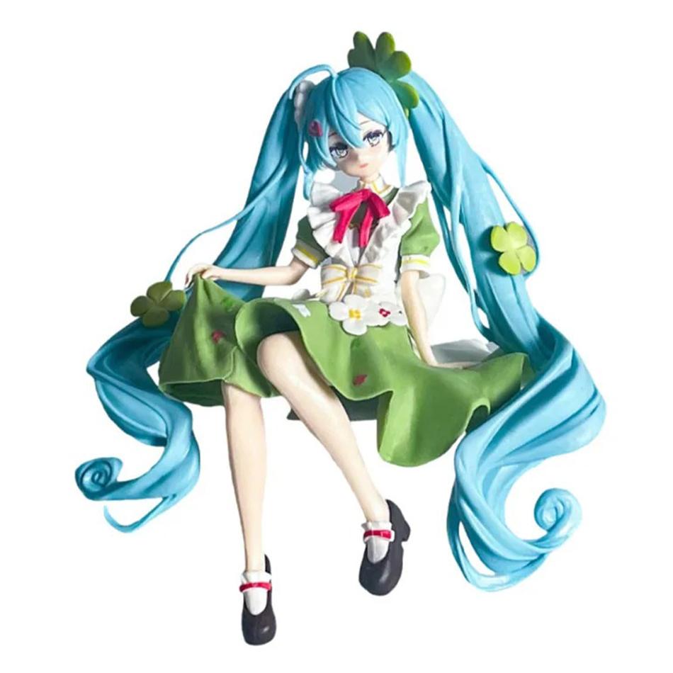 15CM Anime Figure Hatsune Miku Noodle Stopper Lucky Grass Fairy Action Figure PVC Collection Model Ornament Toys Gifts Christmas