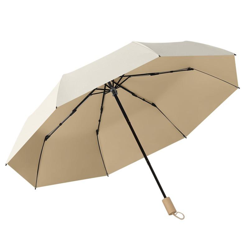 Colorful Windproof 8-Bone Umbrella with Solid Wood Handle Simple Three-Fold Design for Men And Women Small Fresh Style