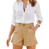 Women's Cotton And Linen Shorts, With Pockets, Soft Button Closure, Zipper, Slim Fit.