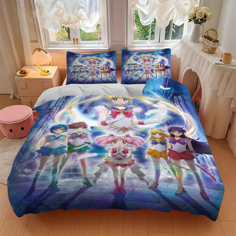 Moonlit Sailor Guardians Print 3Pcs Bedding Setduvet Cover With 2 Bedropillowcase Home Birthday Gift