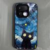 Etui do realme 16 Pro 5G Pro+ Anime Czarny Kot Gwiaździste Chmury Nadruk Pokrowiec na Telefon Akrylowy Twardy Tył Z Elastyczną Krawędzią TPU