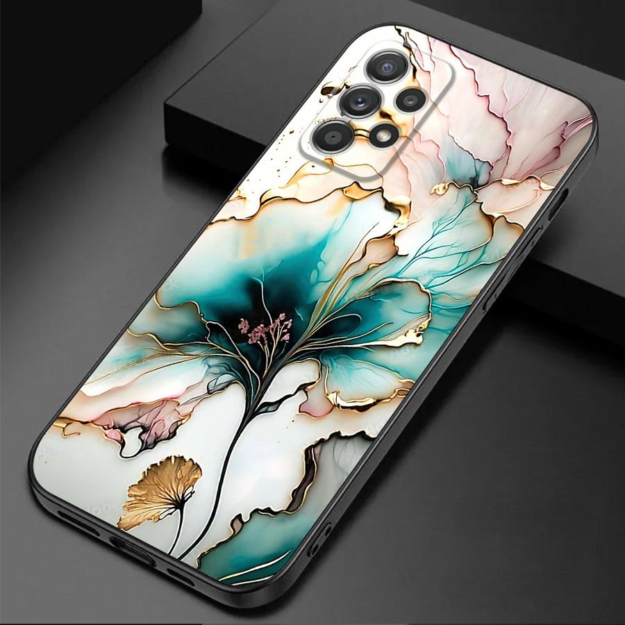 Marble Phone Case for Samsung Galaxy A71 A50 A21s A54 A41 A52s A51 A31 A53 A73 A55 A70 A16 A72 Black Cover