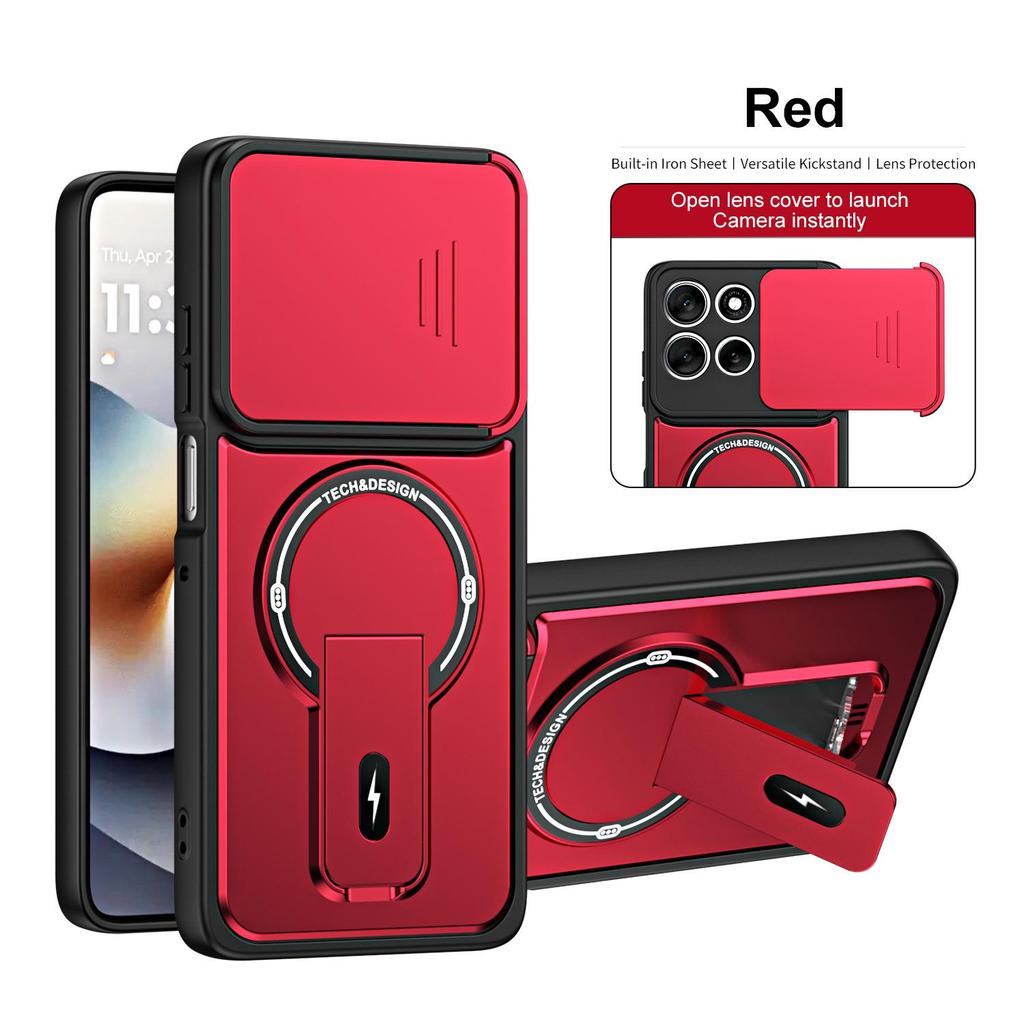Magnetic Stand Phone Case for Moto Edge 50/56/57 with Full Lens Coverage