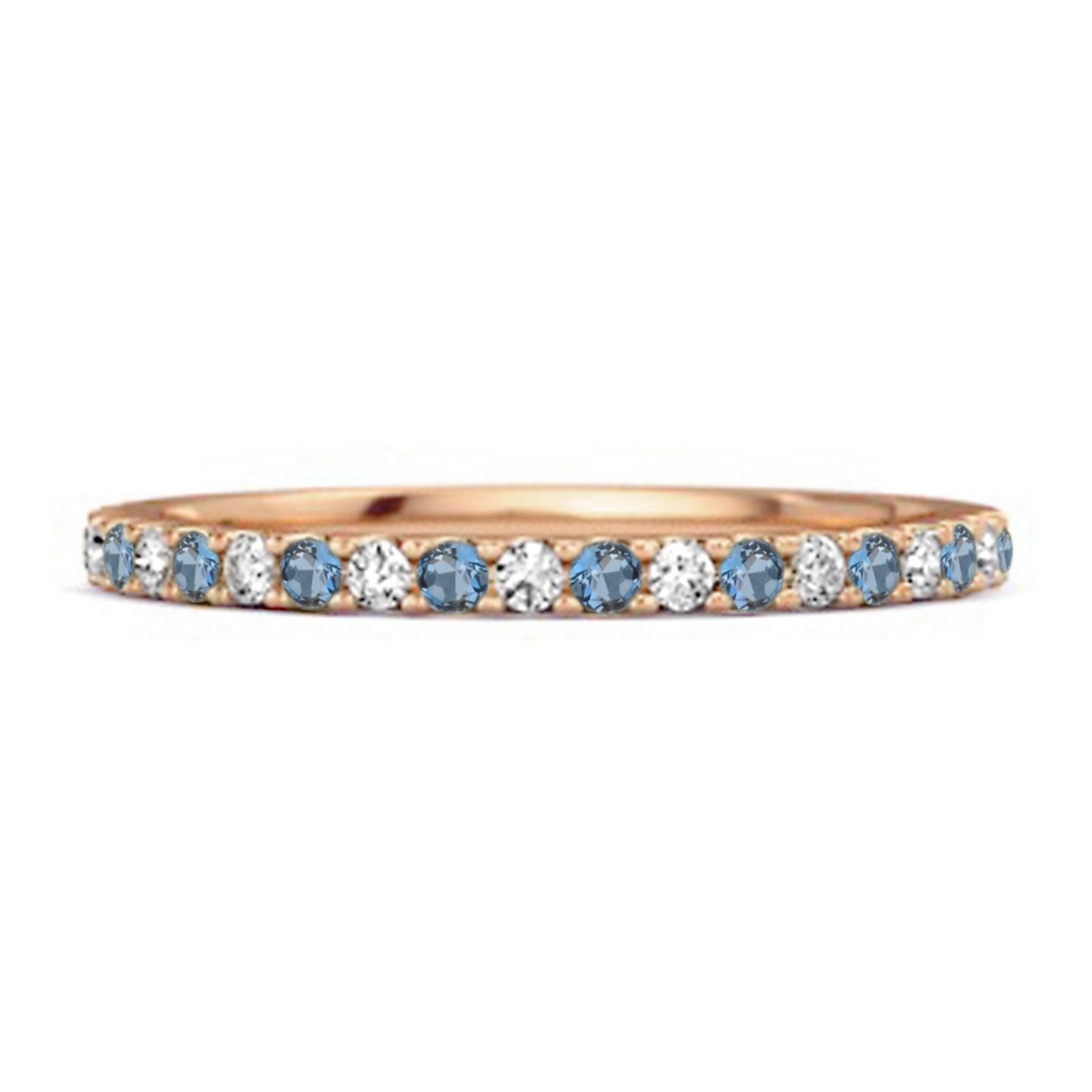London Blue Topaz Eternity Band Ring - 925 Sterling Silver Rose Gold Vermeil 6.5 ярко-розовый