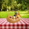 Handwoven Picnic Basket Imitation Rattan Storage with Handle Organizer for Party