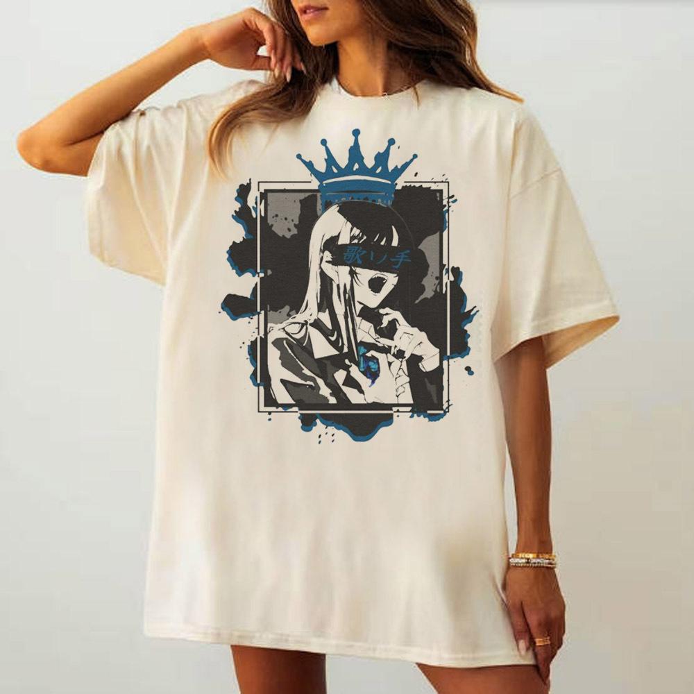 Ado T-Shirt Damen Trendig Digital Atmungsaktiv Klassisches T-Shirt Vintage Anime Pastellfarben Atmungsaktiv Ästhetisch Gotisch