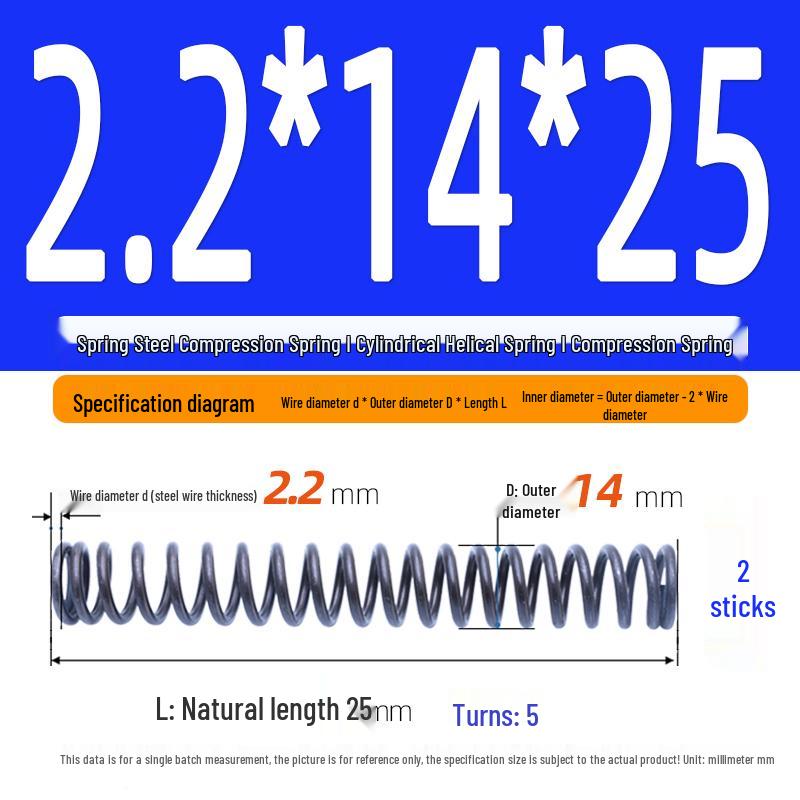 2.2mm Spring Steel Compression Spring - Cylindrical Helical Reset Mechanism
