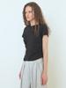 ETMON Curved Shirring T-Shirt Black
