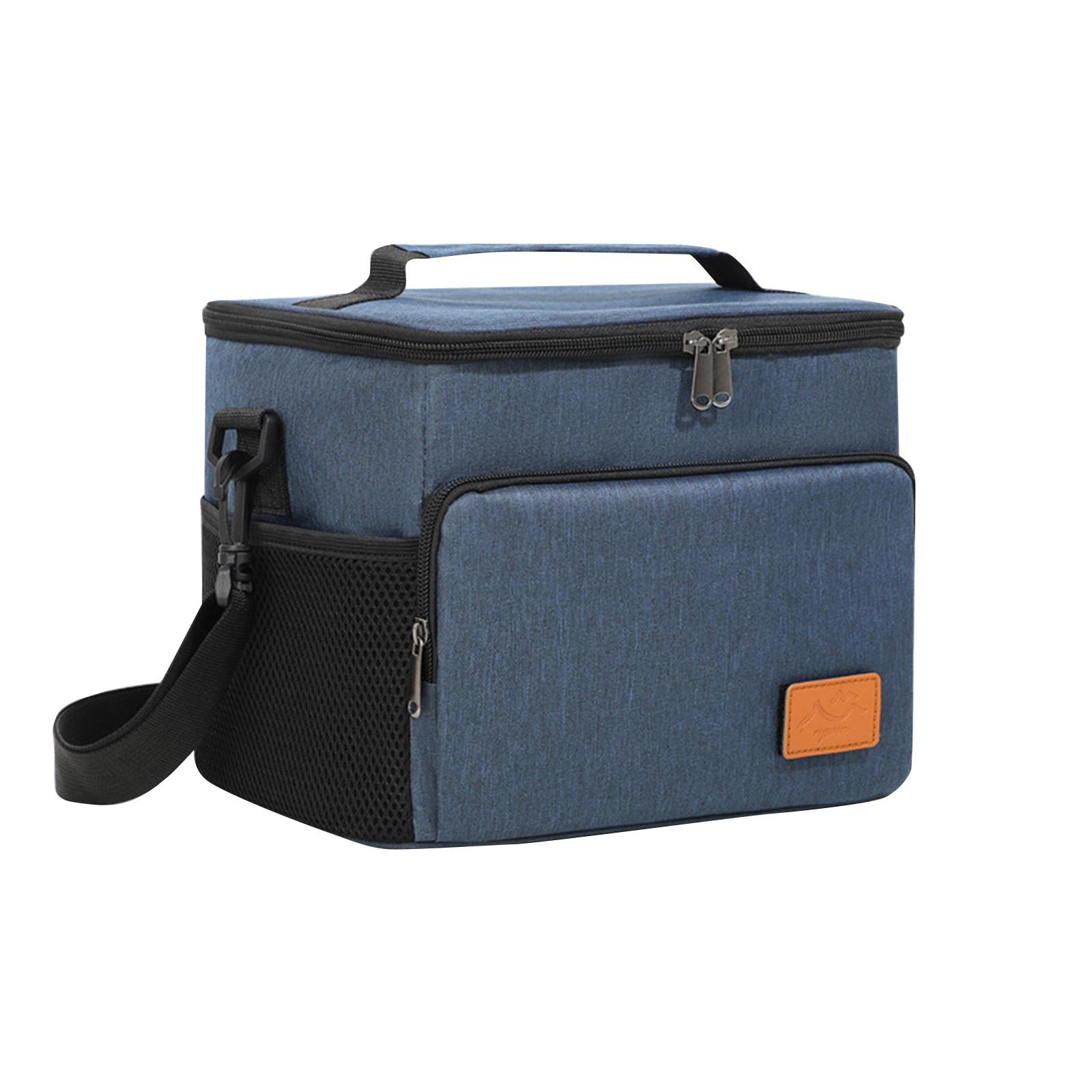 

Изолированный ланч-бокс для мужчин и женщин – герметичная сумка-холодильник с 4 карманами, регулируемым ремешком, идеально подходит для работы, путешествий и пикников One Size тёмно-синий