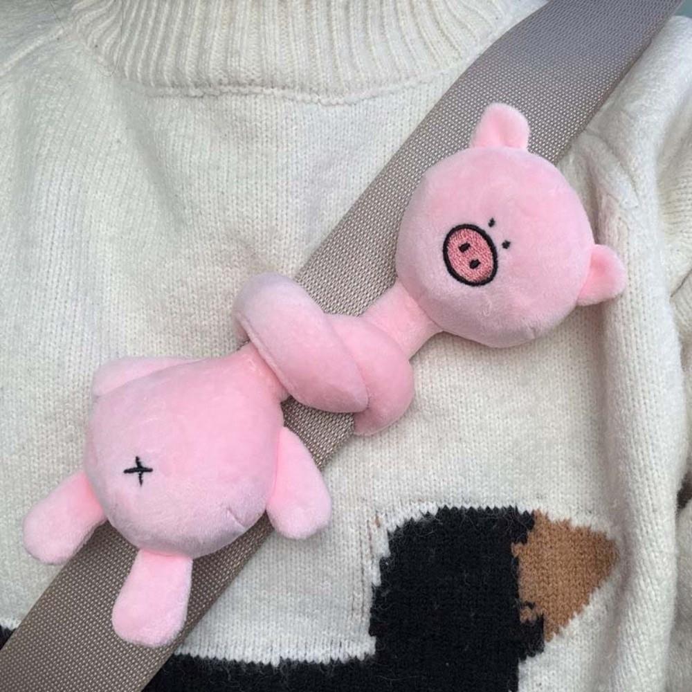 Funny Design Long Neck Key Chain Cartoon Panda Cat Dog Bag Pendant Creative Gift Monkey Pink Pig Pendant Strap Accessory