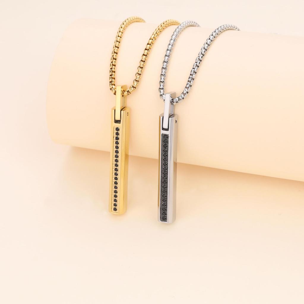 Stick Pendant Zirconia Stainless Steel Necklace for Men [Coai]