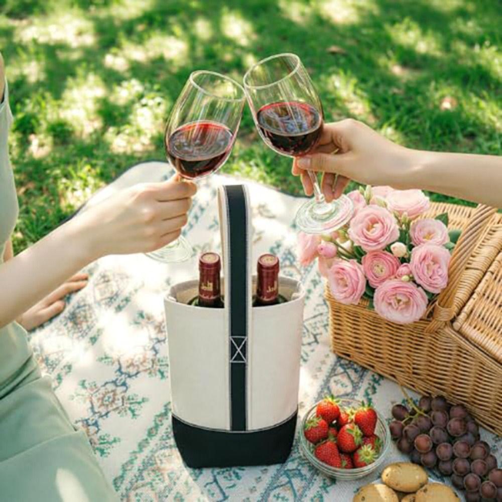 Thickened Wine Tote Bag Double Bottle Birthday Gift Bag Portable Wine Bottle Carrier  Wedding