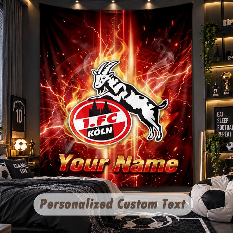 Wandteppich FC Köln Benutzerdefinierter Name Text Personalisierter Wandbehang Teppich Heimwanddekoration