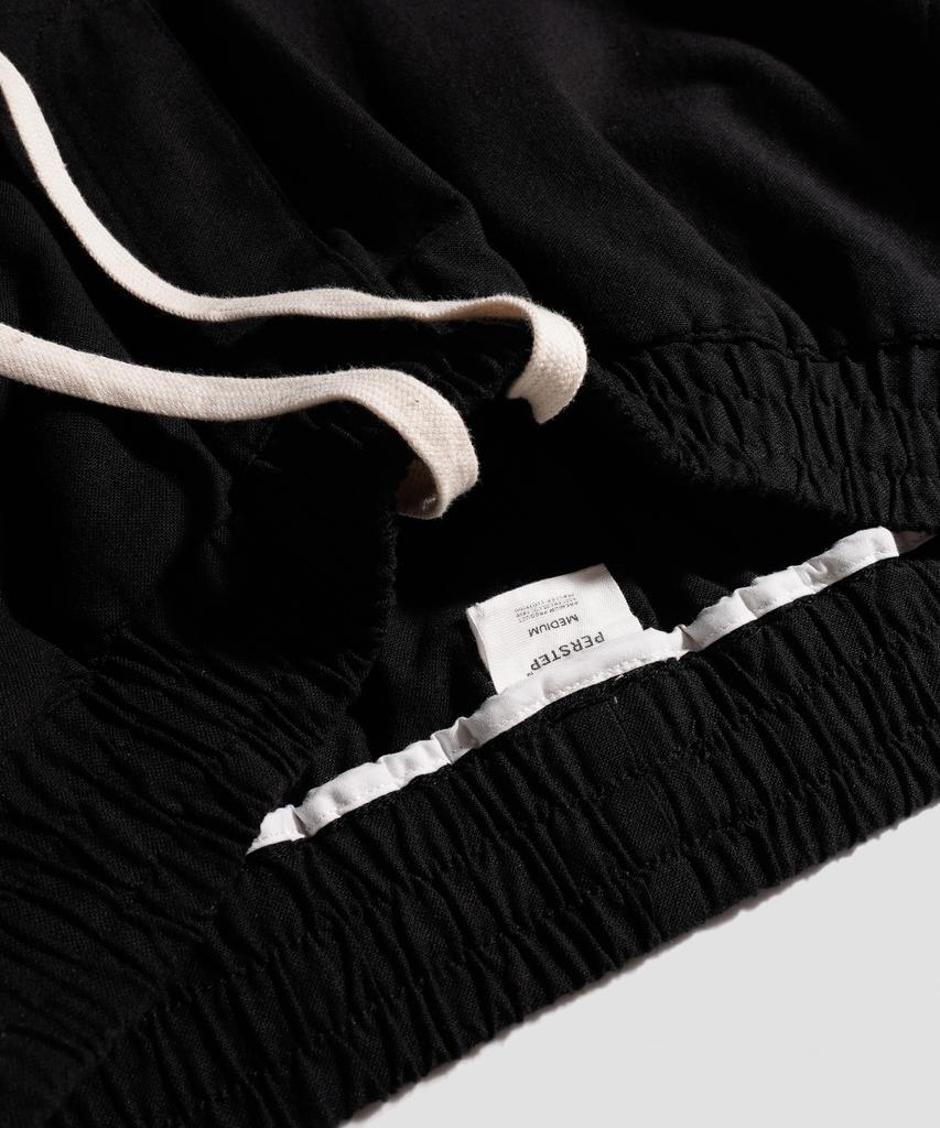 PERSTEP Cool Mix Linen-Like Straight Fit Long Pants Black Khlp4702