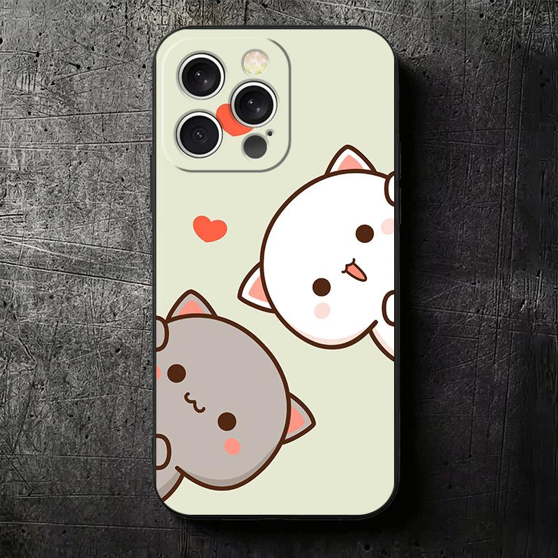 Cartoon Cute Peach Goma Soft Phone Case for iPhone 16 16E 17 Air 15 Pro Max 14 Plus 13 Mini 11 12 7 Black Cover Back Shell