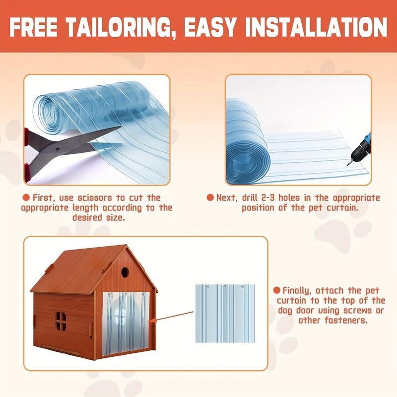 1Pc Cuttable Clear PVC Pet Door Flap Waterproof Thermal‑Insulated Replacement Dog‑House Door Curtain Dust‑Proof Easy‑Install Pet