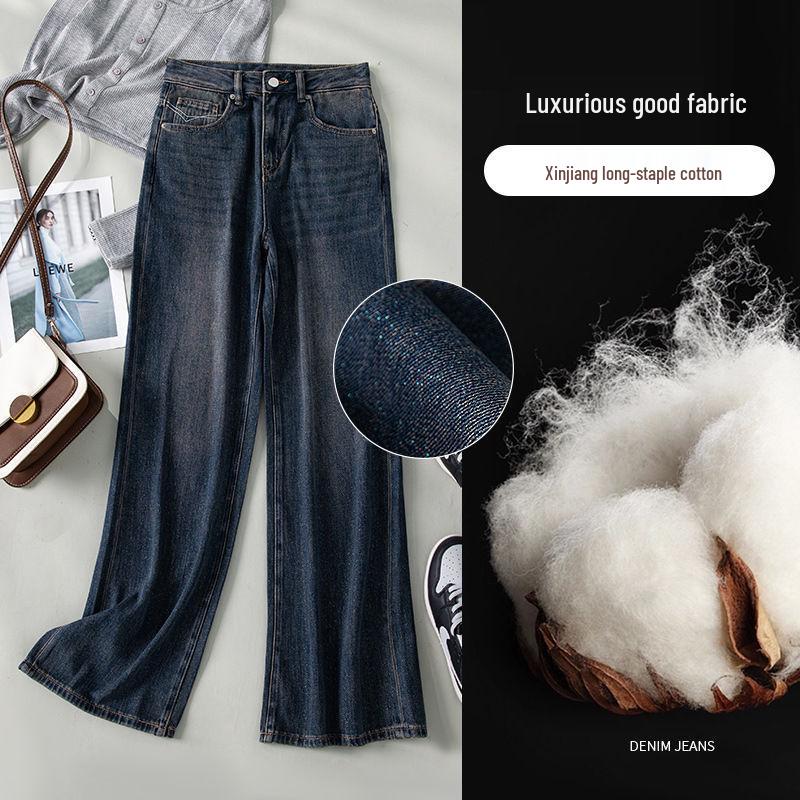 ZhiZhi High-Quality Retro High-Waisted Flare Jeans in Nostalgic Blue Denim for Women L