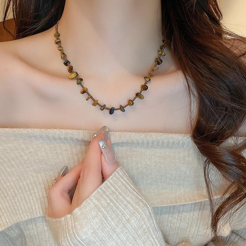 Korean super flash diamond bow tassel necklace fashion personality collarbone chain necklace women