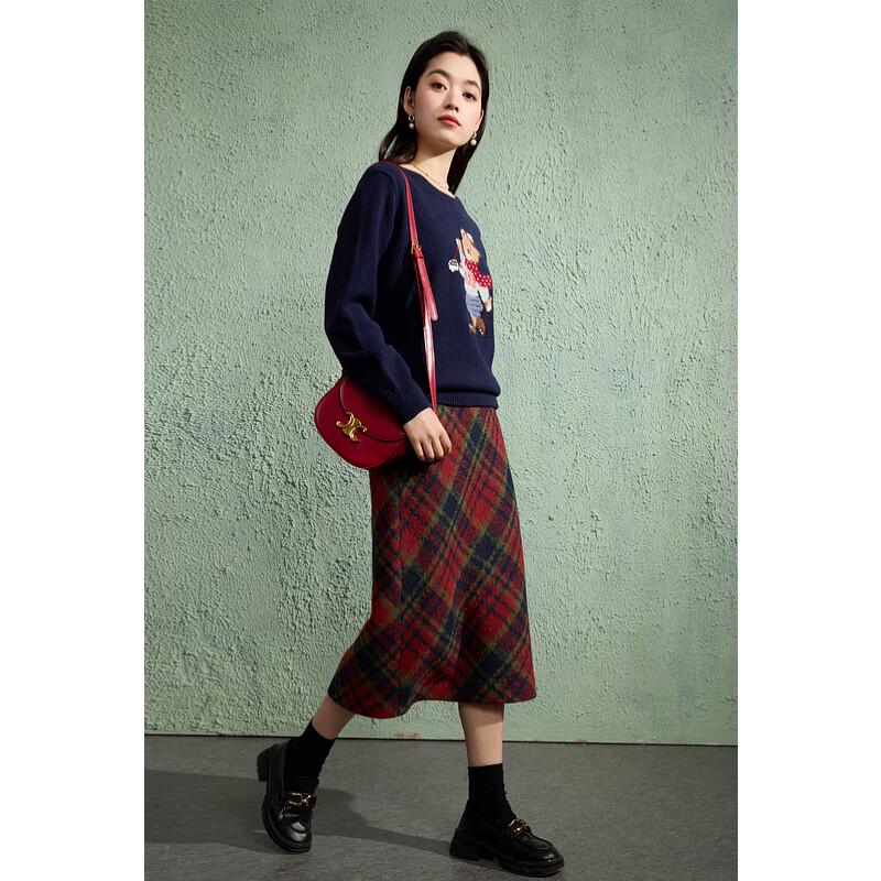 Sancai Nadměrná velikost Retro Károvaná Sukně Maxi s vysokým pasem a rozparkem