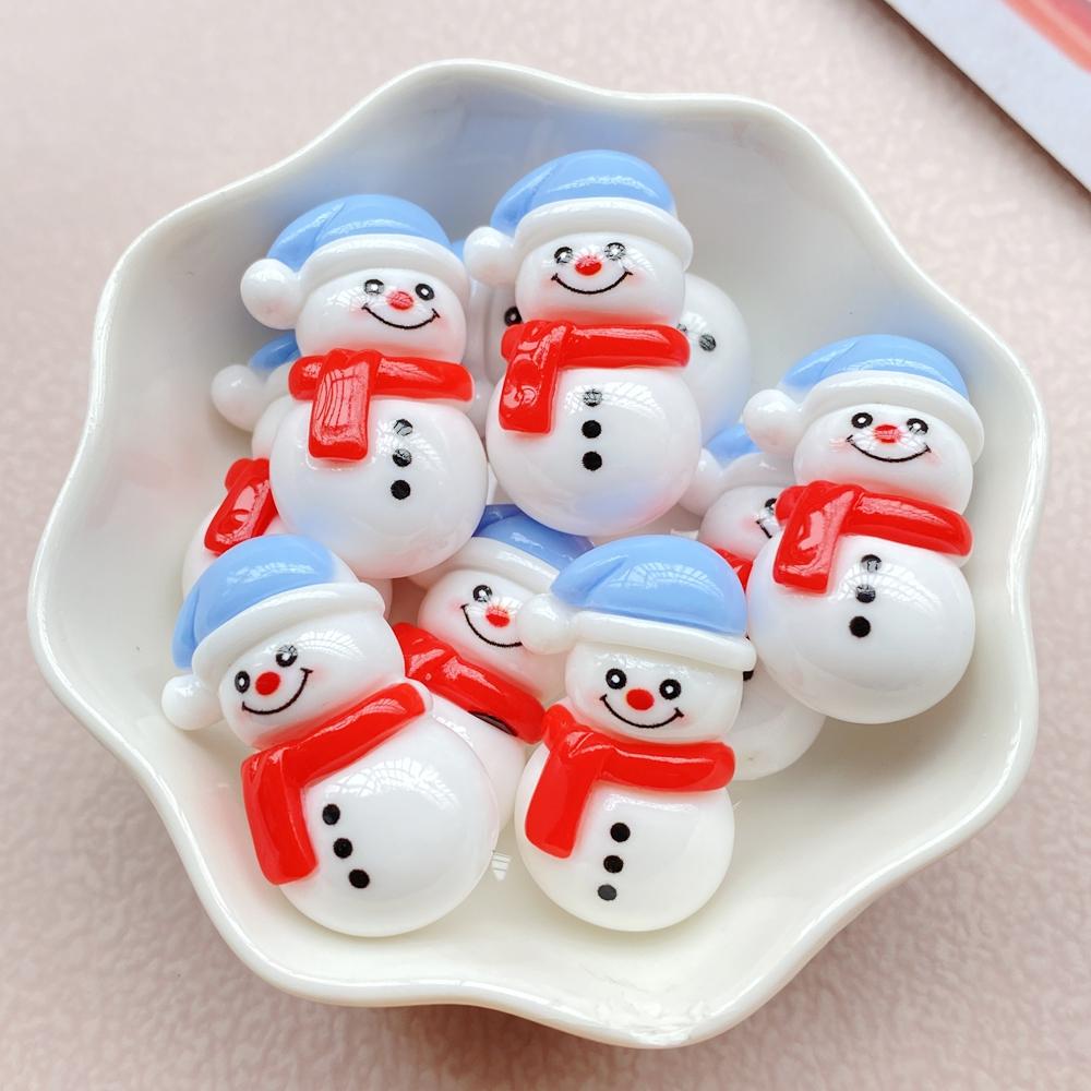 10Pcs New Cute Resin Cartoon Christmas Snowman, Tree Series Flat Back Scrapbooking DIY Jewelry Craft Decoration Accessories