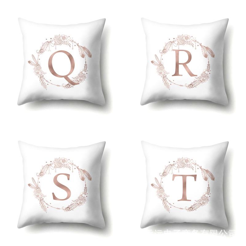 Polyester Pillow Case Home Ins Style Decorative Print Pillow Case 26 English Letter Cushion Cover