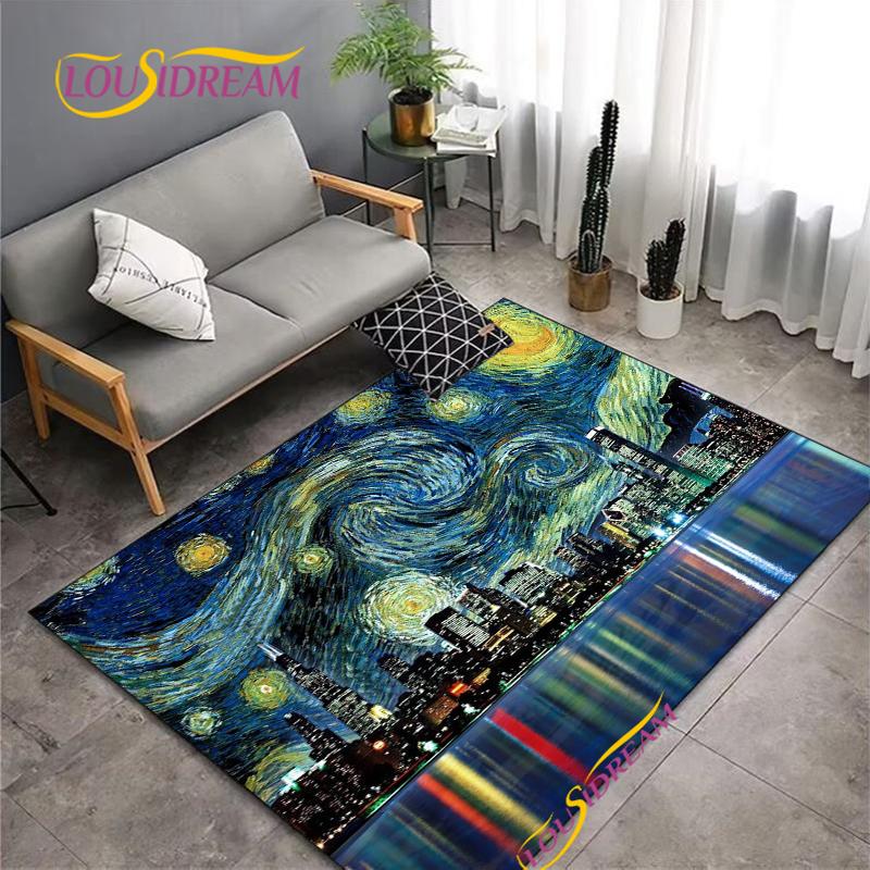 Fashion Van Gogh Art Carpet for Living Room Bedroom Rugs Kitchen Kids Door Un-slip Floor Mats Alfombra Birthday gift Poster Mat