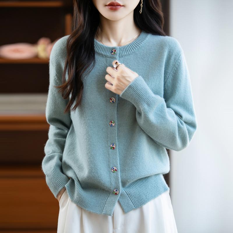 

Женский кардиган Qinghe Cashmere из 30% кашемира - Мягкий и теплый свитер из шерстяной смеси XL зелёный